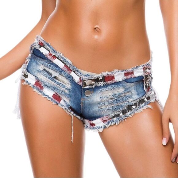 hebinon Women's Lace Up Ripped Denim Shorts Low Waist Size XXL - Picture 1 of 8